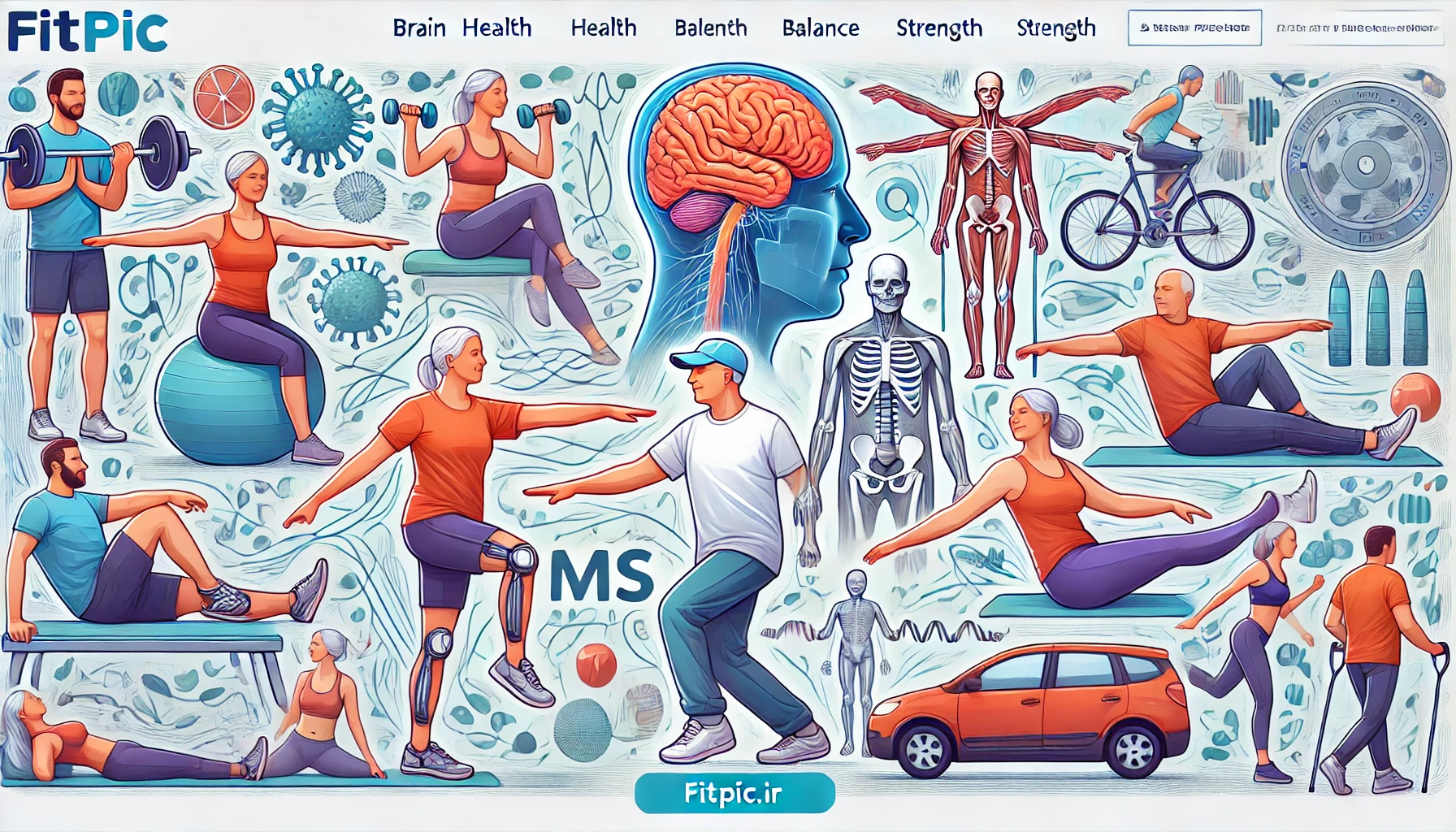 fitpic.ir درمان ام اس با ورزش: نقش فعالیت بدنی در بهبود بیماری MS بیماری ام اس چیست؟بیماری ام اس (Multiple Sclerosis) یا همان بیماری ms نوعی بیماری التهابی مزمن است که به سیستم عصبی مرکزی (مغز و نخاع) حمله می‌کند و باعث تخریب پوشش محافظتی اعصاب (میلین) می‌شود. این آسیب می‌تواند منجر به اختلال در انتقال پیام‌های عصبی و بروز مشکلات جسمی و ذهنی مختلف شود.علت بیماری ام اس | بیماری ام اس چگونه شروع می‌شود؟علت بوجود آمدن بیماری ام اس چیست؟ تاکنون علت دقیق این بیماری مشخص نشده است. برخی عوامل ژنتیکی، محیطی، و عفونی ممکن است در بروز آن نقش داشته باشند. سیستم ایمنی بدن به اشتباه به میلین حمله کرده و آن را تخریب می‌کند، که باعث کاهش یا اختلال در انتقال سیگنال‌های عصبی می‌شود.علائم و نشانه‌های بیماری ام اسعلائم ام اس چیست؟ این بیماری می‌تواند طیف وسیعی از علائم را به همراه داشته باشد که از فردی به فرد دیگر متفاوت است. علائم بیماری ام اس در زنان و مردان معمولاً شامل:ضعف عضلانی و خستگی شدیدمشکلات بیناییبی‌حسی و مورمور شدن اندام‌هااختلال در تعادل و هماهنگیدرد و اسپاسم‌های عضلانیتشخیص بیماری ام اس | تشخیص ام اس با آزمایش خونتشخیص بیماری ms از طریق بررسی‌های تخصصی مانند MRI و آزمایش مایع نخاعی انجام می‌شود. تست ام اس در خانه نیز ممکن است به صورت تست‌های اولیه ساده برای بررسی علائم انجام شود، اما تشخیص نهایی نیاز به مداخلات تخصصی دارد.آیا ام اس درمان دارد؟درمان قطعی برای این بیماری هنوز وجود ندارد، اما درمان ام اس به منظور کنترل علائم و کاهش پیشرفت بیماری انجام می‌شود. درمان شامل داروهای سرکوب‌کننده سیستم ایمنی و داروهای کاهنده التهاب است. در ایران نیز روش‌های پیشرفته‌ای برای درمان قطعی ام اس در ایران مورد بررسی و آزمایش قرار گرفته است.روش‌های مکمل برای درمان بیماری ام اسدرمان ام اس با ورزش: ورزش منظم و متناسب می‌تواند به کاهش خستگی، افزایش قدرت عضلانی و بهبود کیفیت زندگی بیماران ام اس کمک کند.غذاهای مفید برای بیماری ام اس: تغذیه صحیح شامل مصرف فیبر، پروبیوتیک‌ها و پری‌بیوتیک‌ها، ویتامین‌ها (مانند ویتامین دی و بیوتین)، و اسیدهای چرب غیر اشباع نقش کلیدی در کاهش التهاب و تقویت سیستم ایمنی دارد.مصرف آنتی‌اکسیدان‌ها نیز به کاهش استرس اکسیداتیو کمک می‌کند.درمان ام اس با ورزشدرمان ام اس با ورزش شامل فعالیت‌های بدنی مناسب مانند پیاده‌روی، یوگا، تمرینات کششی و تمرینات آبی است که به بهبود عملکرد عضلانی و تعادل کمک می‌کند. ورزش می‌تواند به کاهش خستگی، بهبود خلق‌وخو و کنترل علائم کمک کند. برای بیماران ام اس، تمرینات منظم بهبود عملکرد جسمانی و روانی را تسریع می‌کند.آیا ام اس باعث فلج شدن می‌شود؟پاسخ قطعی برای این سؤال مشخص نیست؛ اما چند درصد بیماران ام اس فلج می‌شوند، که این درصد بسته به شدت و نوع بیماری متفاوت است. بیشتر بیماران با کنترل مناسب می‌توانند از بروز عوارض شدید پیشگیری کنند.پیشگیری از ابتلا به ام استغذیه سالم، پرهیز از استرس، فعالیت بدنی منظم و مراقبت از سیستم ایمنی می‌تواند در کاهش خطر ابتلا مؤثر باشد. فیت پیک